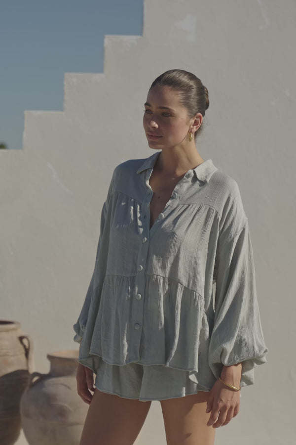 Green High Waist Drawstring Panelled Huxley Shorts