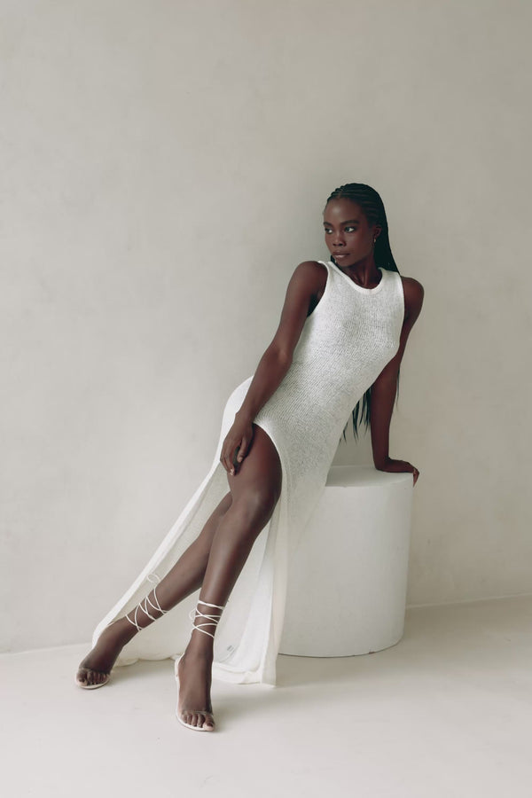 Alondra Knit Maxi Dress - White