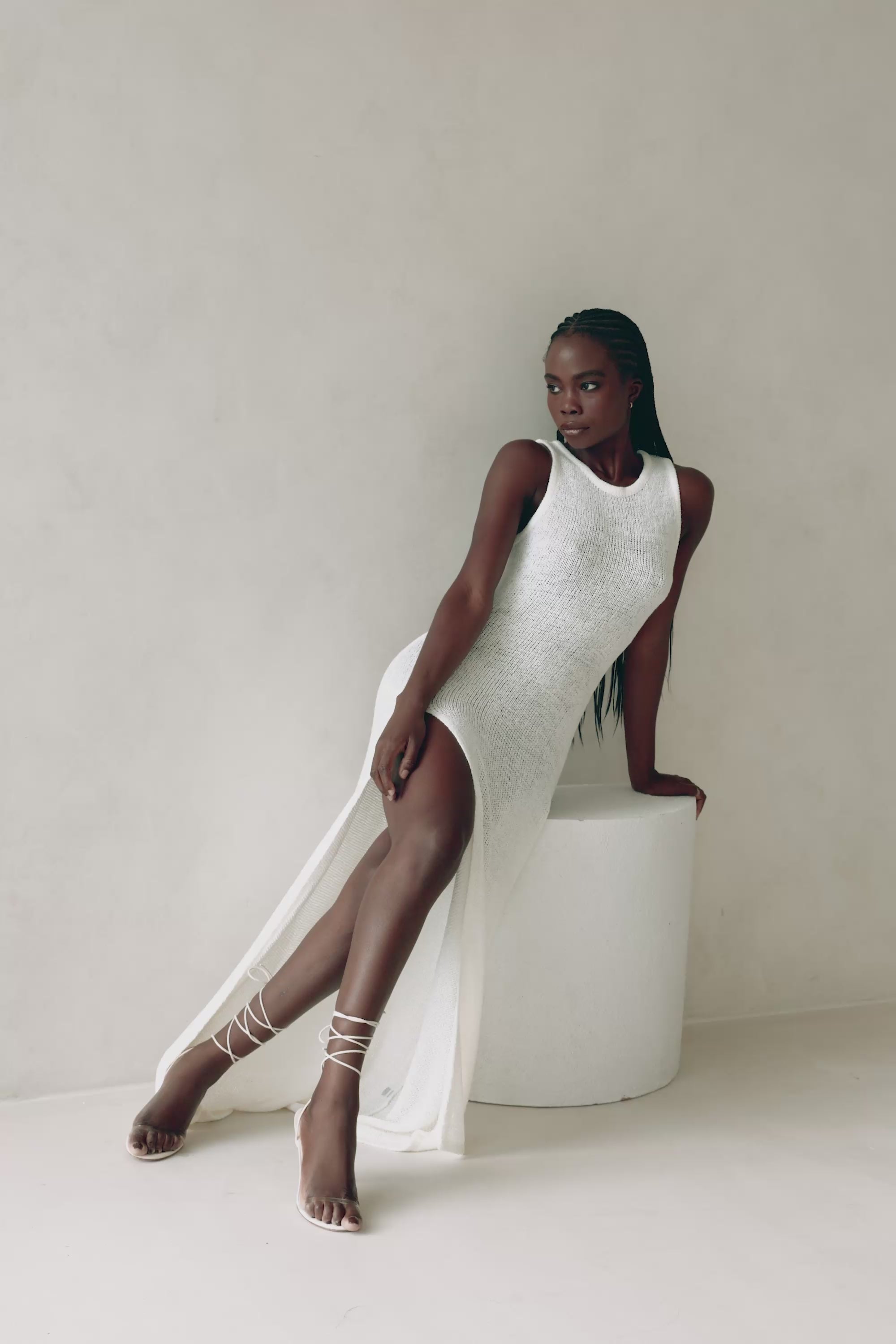 Alondra Knit Maxi Dress - White