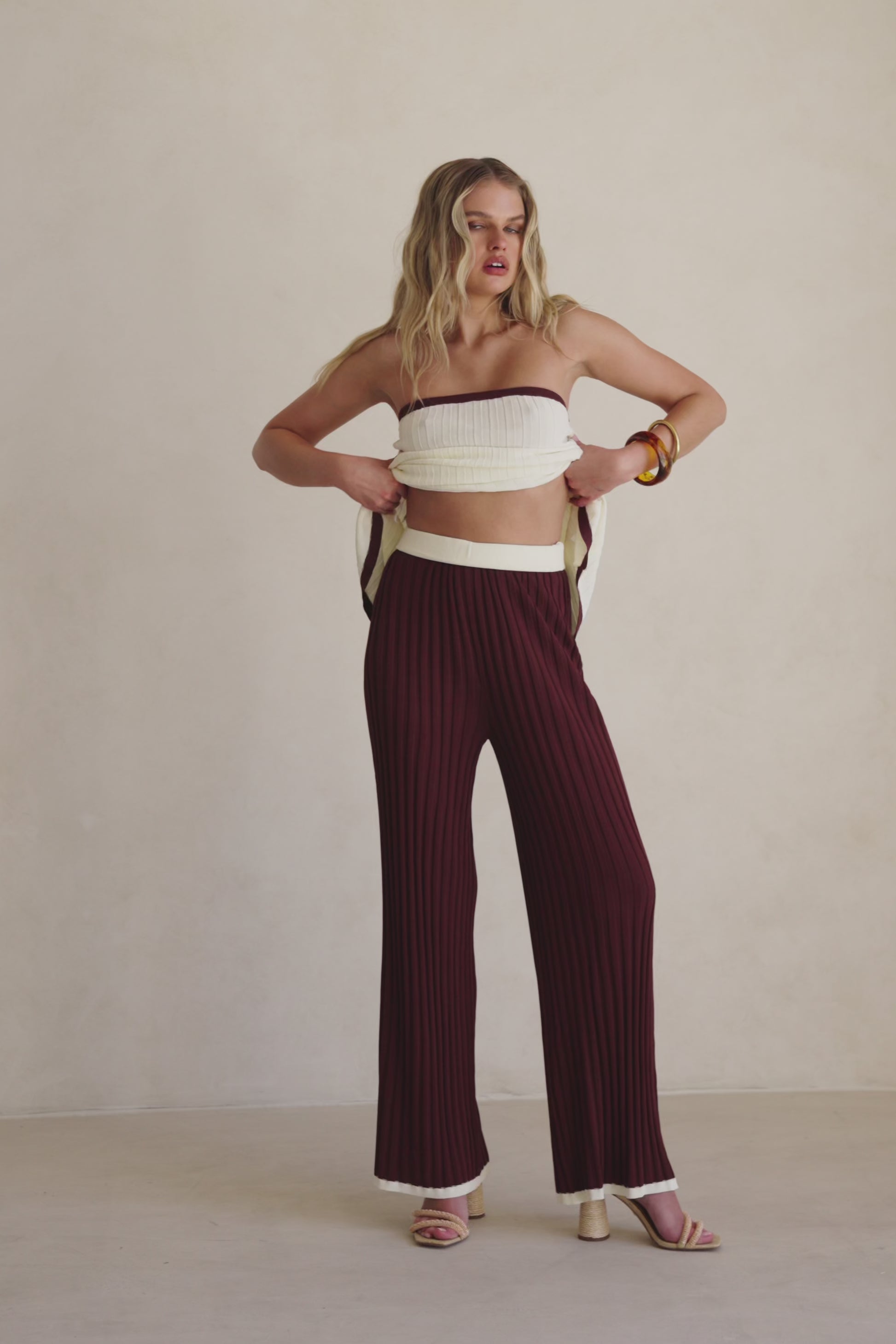 Chocolate Brown Ribbed High Waist Winnie Pants