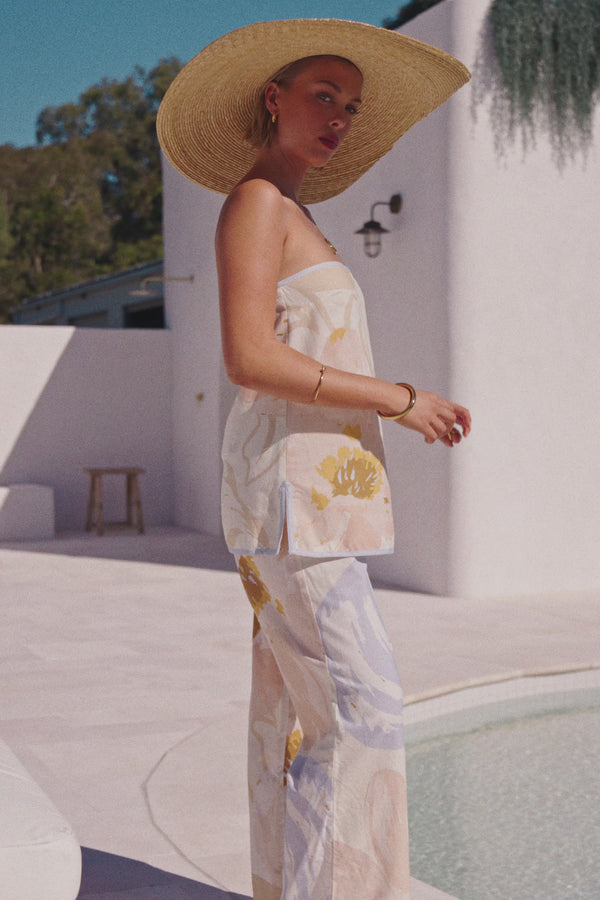 Pink Vintage Bloom Print Elastic Drawstring Oaklynn Pants