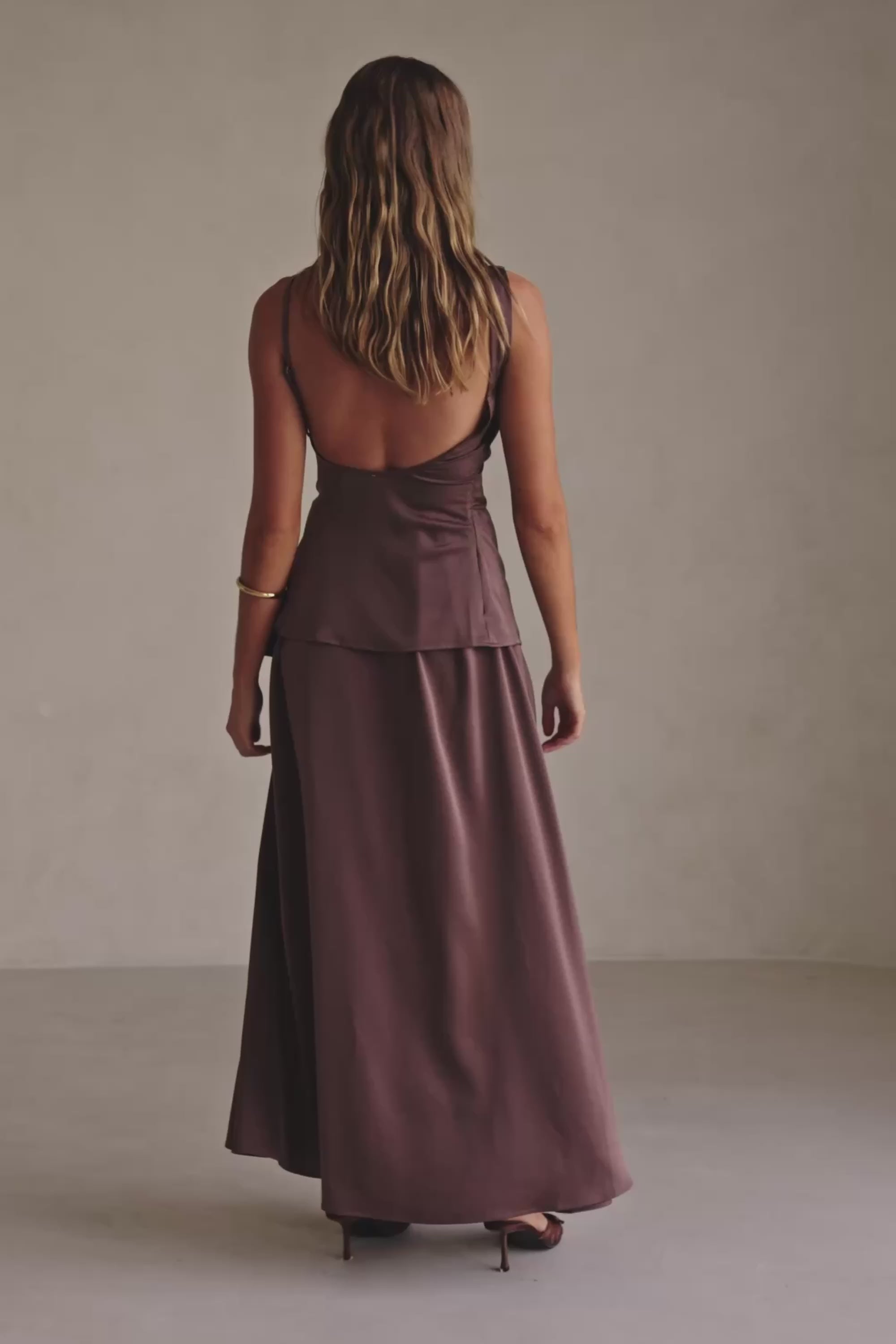 Chocolate Brown Pleated Maxi Hailey Skirt