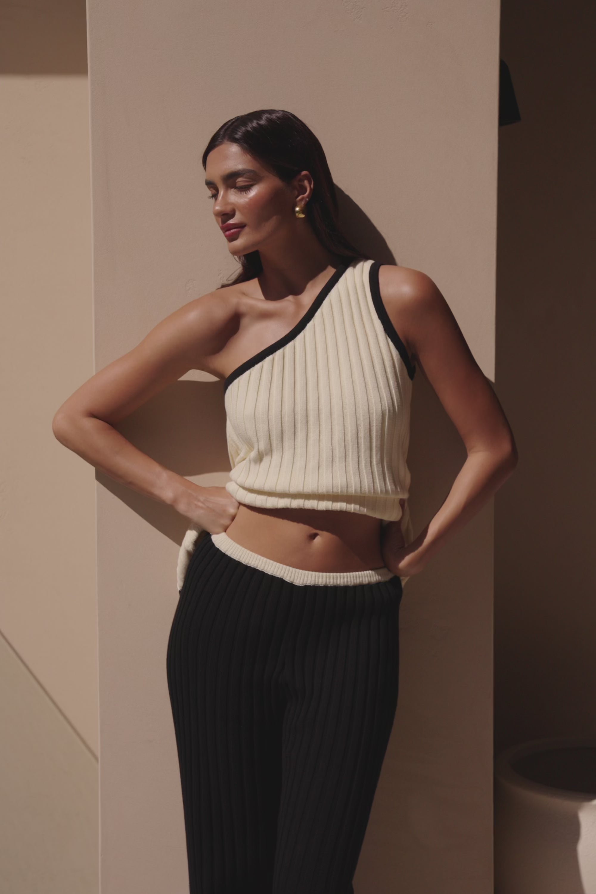 Black Ribbed Aylani Pants