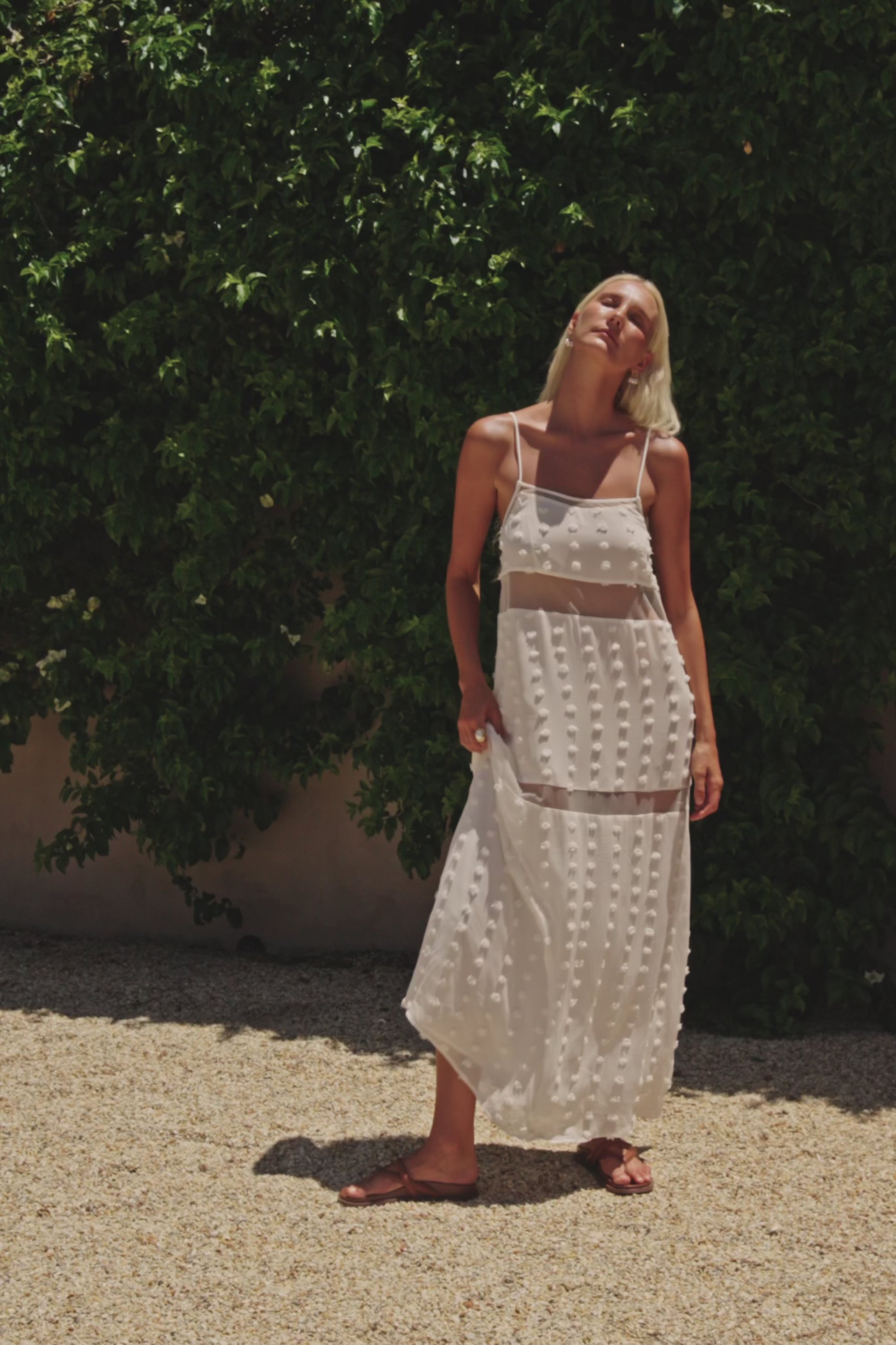 Miliano Adjustable Thin Strap Panelled Maxi Dress - White