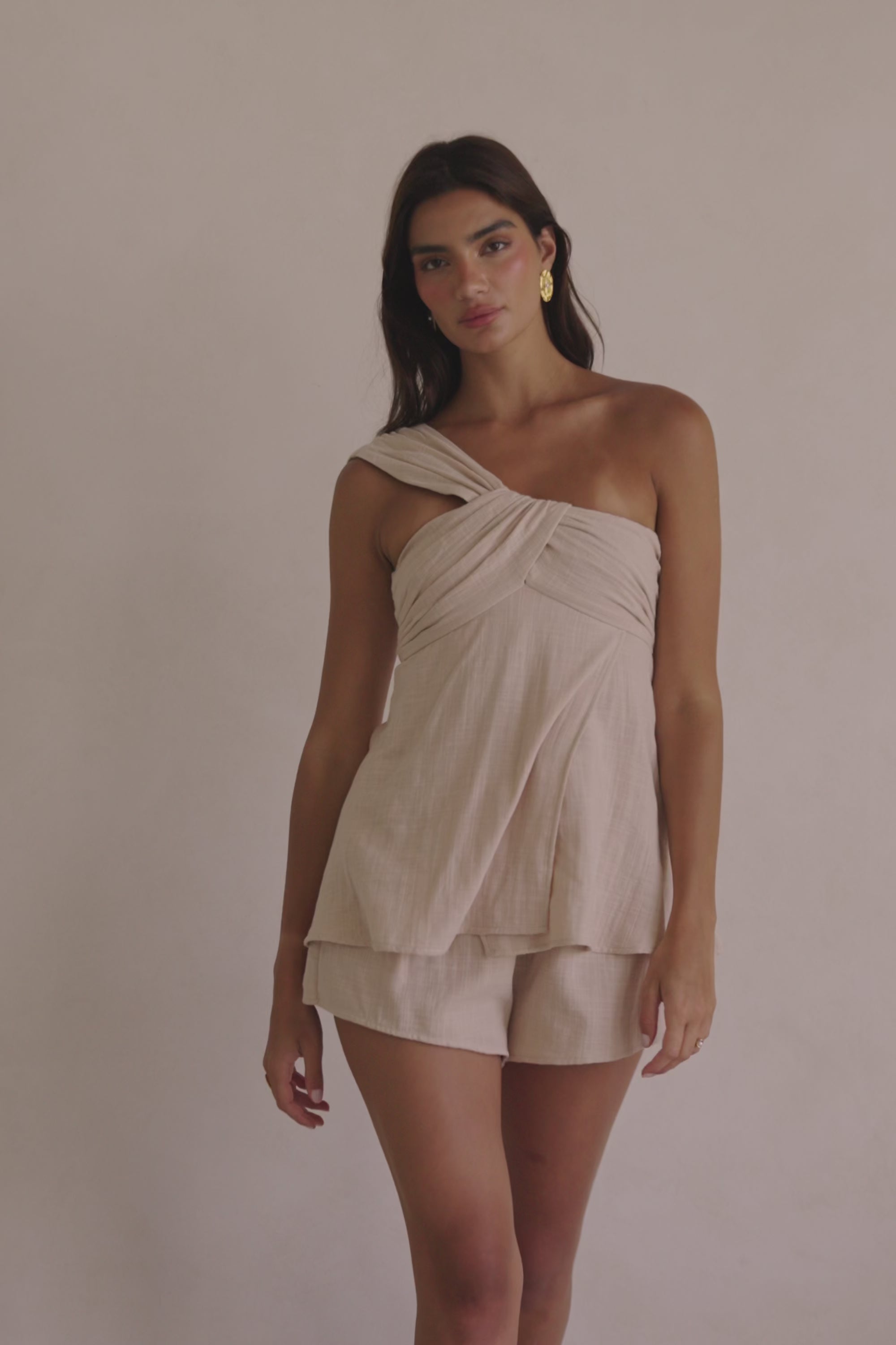 Aramika One Shoulder Top - Taupe