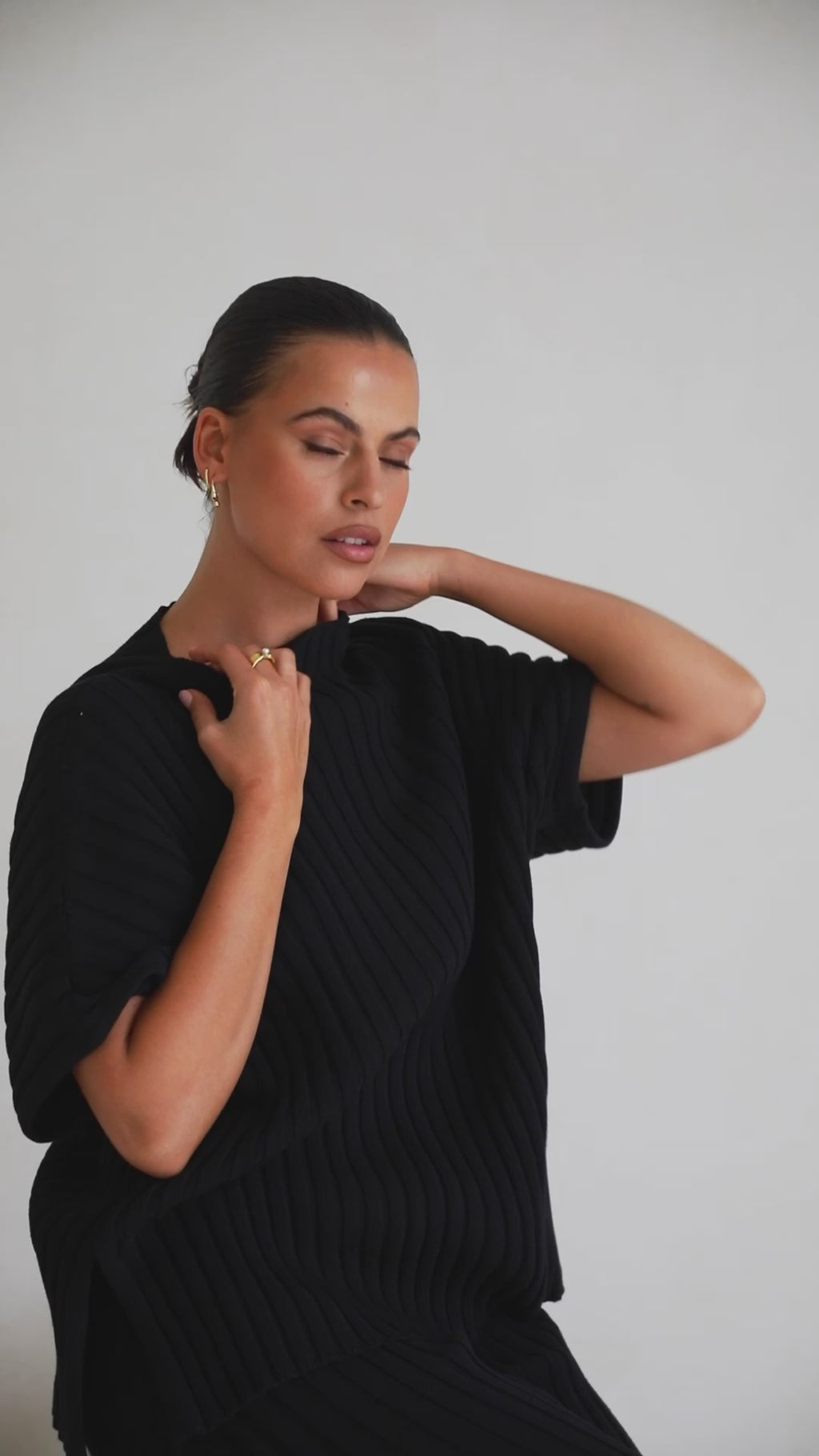 Celine Knit Ribbed Top - Black