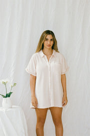 SAMPLE-Cosy PJ Shirt Dress - Musk