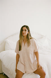 SAMPLE-Cosy PJ Shirt Dress - Musk