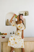 Off Shoulder Nalu Midi Dress - Yellow