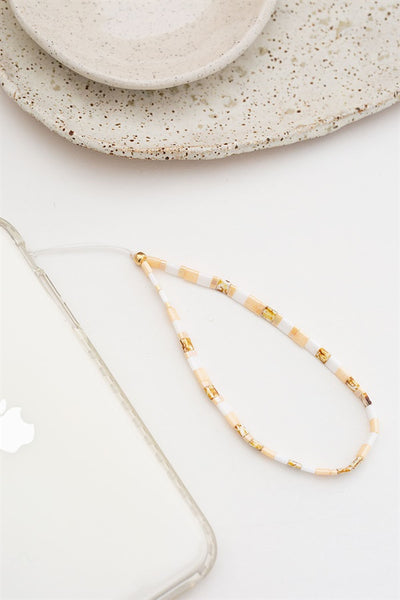 Beaded Phone Charm - Peach