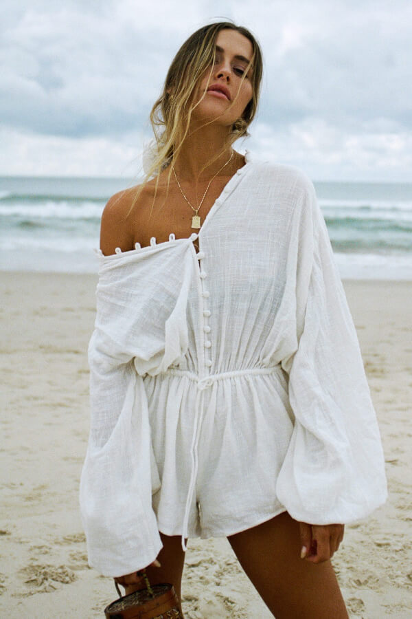 SAMPLE-Elsa Playsuit - White