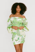 Berlyn Shirred Mini Dress - Moss Lily