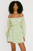 Leto Off Shoulder Mini Dress - Green