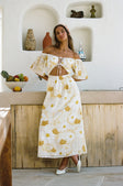 Off Shoulder Nalu Midi Dress - Yellow