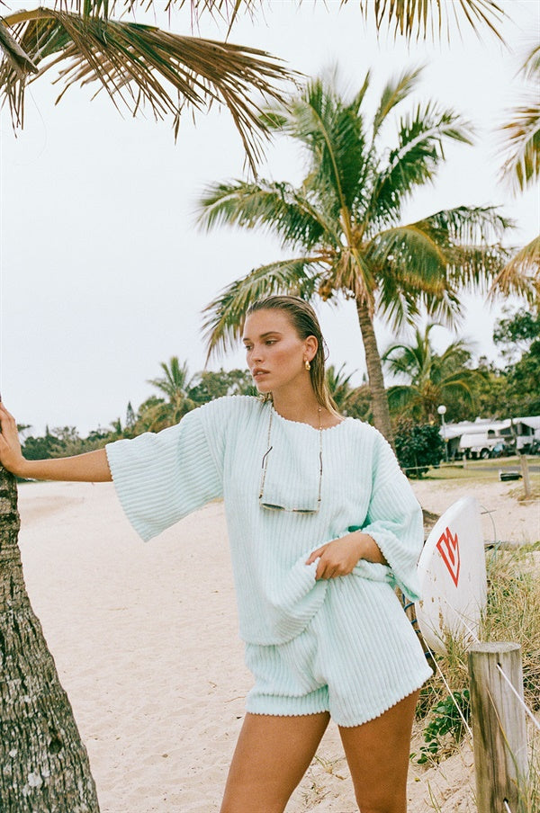 SAMPLE-Wanderer Tee - Blue Minky