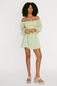 Leto Off Shoulder Mini Dress - Green