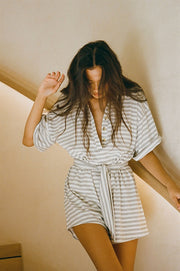 Comfy Stripe Playsuit - Grey