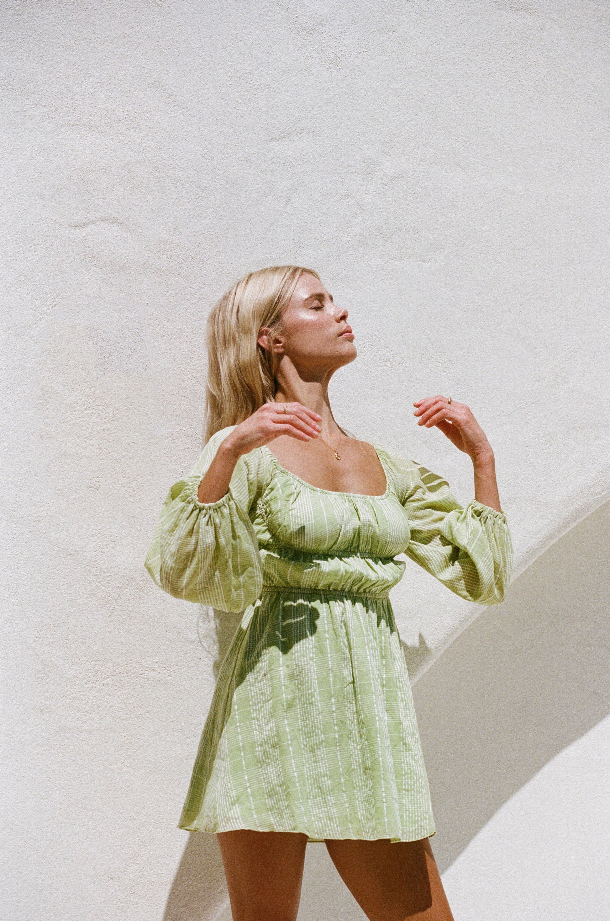 Leto Off Shoulder Mini Dress - Green