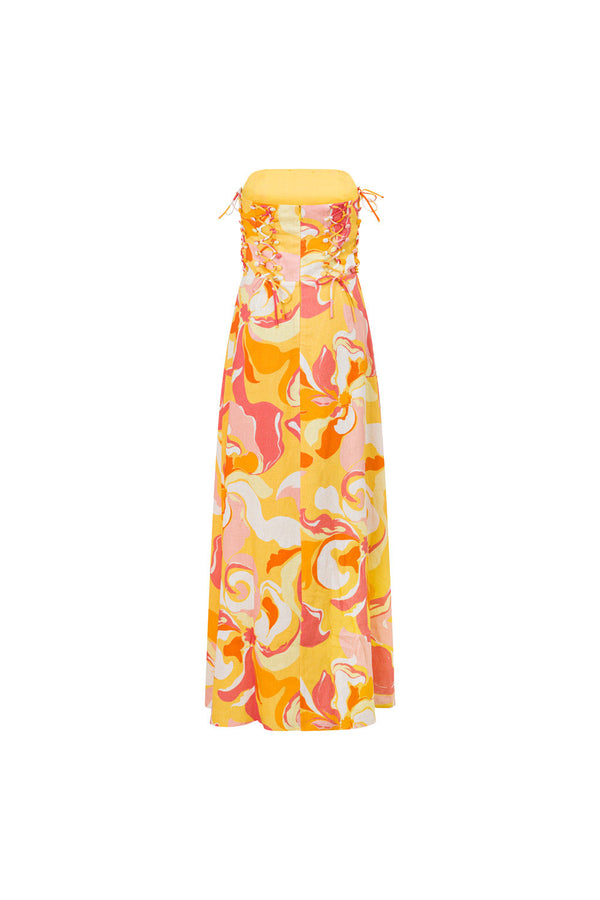 Kahlo Strapless Midi Dress - Calista Sunset