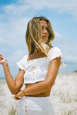 SAMPLE-Tulip Ribbed Top - White